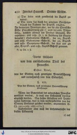 Vierter Abschnitt. Von dem entscheidenden Theil des Processes.