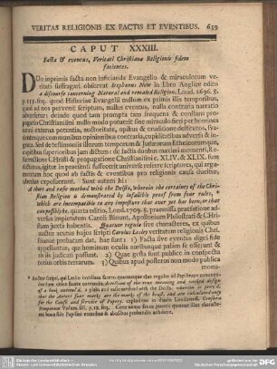 Caput XXXIII. Facta & eventus, Veritati Christianae Religionis fidem facientes