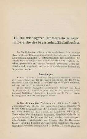 II. Die wichtigeren Einzelerscheinungen im Bereiche des bayerischen Ehehaftrechts.