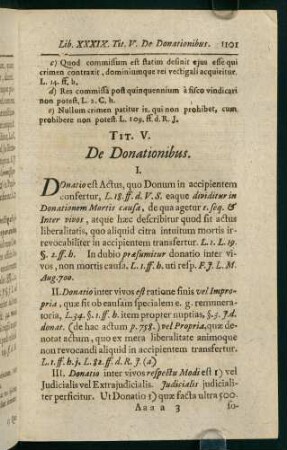1101-1119, Tit. V. De Donationibus - Tit. VI. De Mortis causa Donationibus & Capionibus