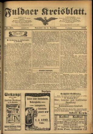 Zweite Ausgabe vom Samstag, den 15. Dezember 1906.