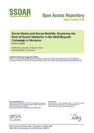 Social Media and Social Mobility: Exploring the Role of Social Networks in the 2018 Boycott Campaign in Morocco