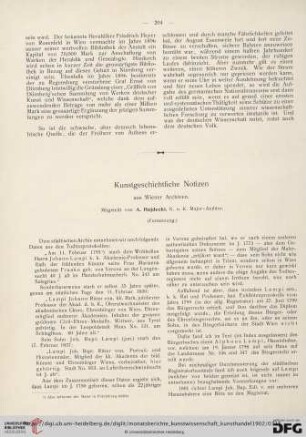 Kunstgeschichtliche Notizen aus Wiener Archiven
