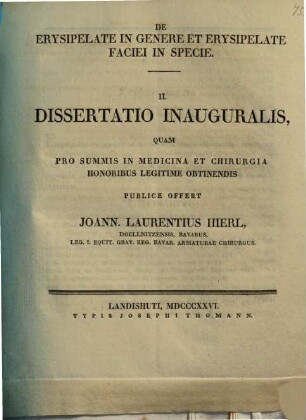 De erysipelate in genere et erysipelate faciei in specie