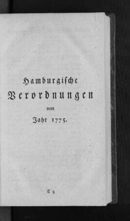 Hamburgische Verordnungen vom Jahr 1775.