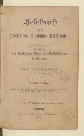Lesebuch für die Oberklassen katholischer Volksschulen
