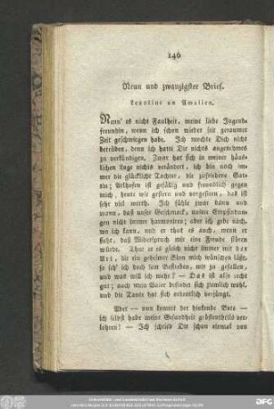 Neun und zwanzigster Brief. Leontine an Amalien.