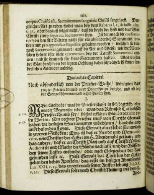 Das achte Capittel Noch absonderlich von der Priester-Weihe [...]
