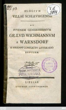 Elogivm Villae Schlevsigensis