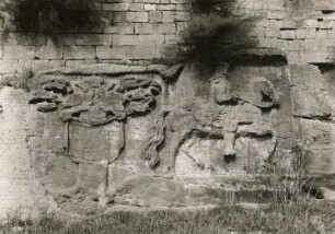 Großjena bei Naumburg. Steinauers Weinberg. Relieffolge im anstehenden Sandstein (Länge 200 m) (1722). Ansicht mit Herzog Christian von Sachsen-Weißenfels