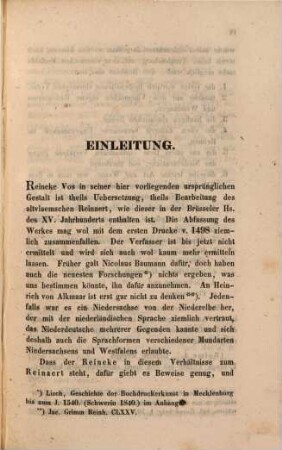 Reineke Vos : Nach der Lübecker Ausgabe vom Jahre 1498. Mit Einleitung, Anmerkungen u. Wörterbuch hg. von Hoffmann von Fallersleben. 2