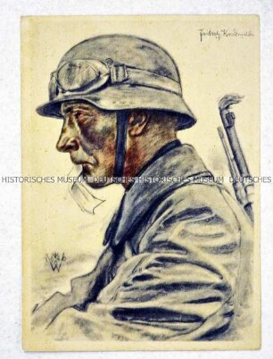 Postkarte mit Porträt eines Wehrmachtssoldaten