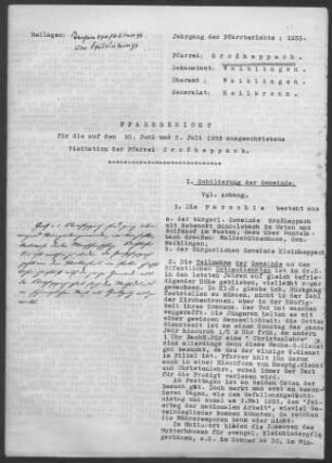Großheppach mit Kleinheppach: Pfarrbericht 1933