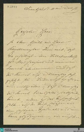 Brief von Clara Schumann an einen unbekannten Herrn vom 10.12.1871 - K 2803