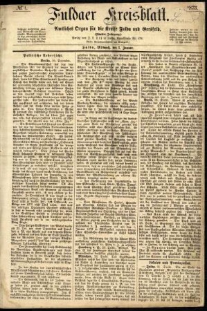 Ausgabe vom Mittwoch, den 01. Januar 1873.