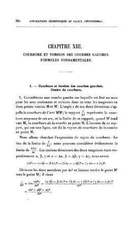 Chapitre XIII. Courbure et Torsion des Courbes Gauches Formules Fondamentales.