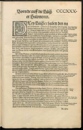 Vorrede auff die Bücher Salomonis.