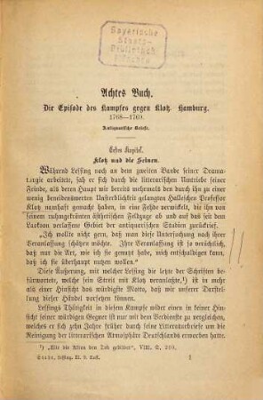 G. E. Lessing : Sein Leben und seine Werke von Adolf Stahr. Mit einem Bildnis Lessings und einem Faksimile aus "Emilia Galotti", 2