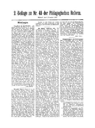 Mitteilungen : 2. Beilage zu Nr. 45 der Pädagogischen Reform
