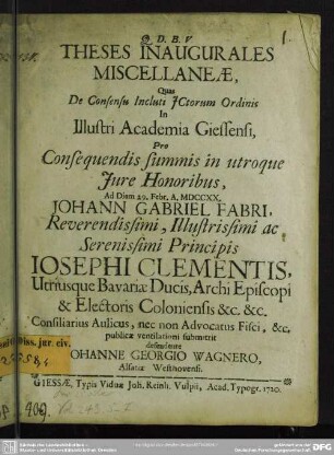 Theses Inaugurales Miscellaneae