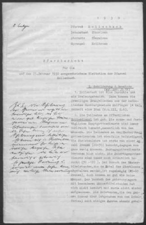 Hollenbach: Pfarrbericht 1930