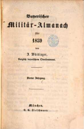 Bayerischer Militär-Almanach : für .... 4. 1859