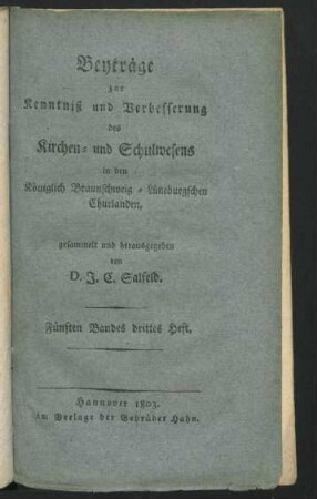 Fünften Bandes drittes Heft.