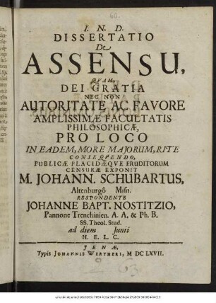 Dissertatio De Assensu