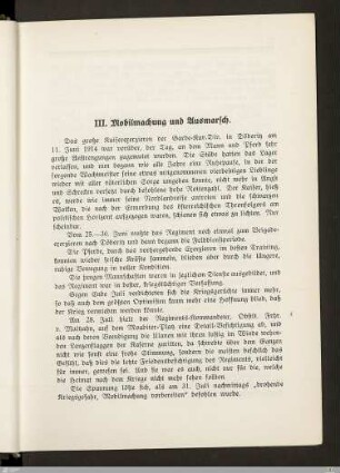 III. Mobilmachung und Ausmarsch