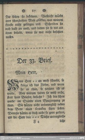 Der 33. Brief. Mein Herr,