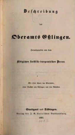 Beschreibung des Oberamts Eßlingen