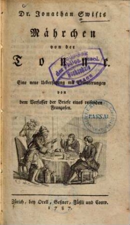 Dr. Jonathan Swifts Mährchen von der Tonne