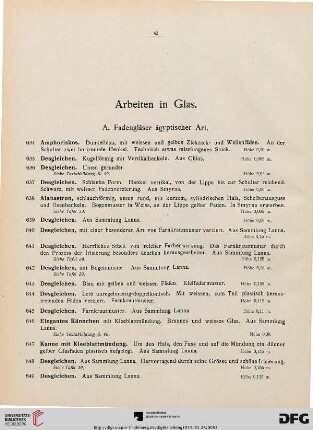 Arbeiten in Glas (Nr. 634-854)