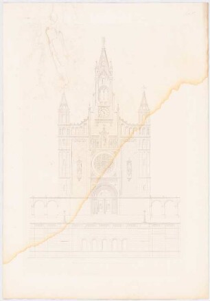 Werke der höheren Baukunst, Darmstadt 1856 Monumentalkirche mit Umgangshallen: Vorderansicht