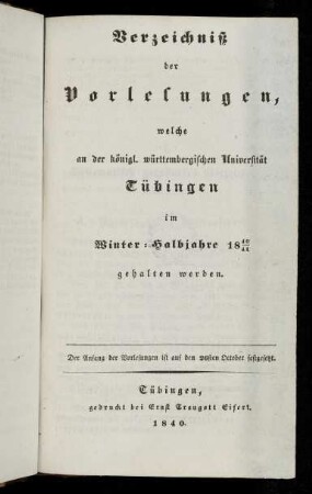 Vorlesungsverzeichnis 1840/41