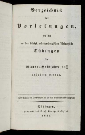 Vorlesungsverzeichnis 1840/41