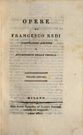 Opere, Vol. 7. Lettere di Francesco Redi