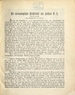 Die meteorologischen Verhältnisse von Beuthen, Ober-Schlesien, von 1876 bis 1885, 1