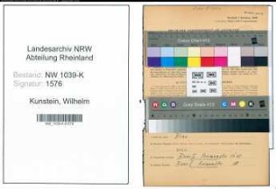 Entnazifizierung Wilhelm Kunstein , geb. 27.01.1905 (Schichtmeister)