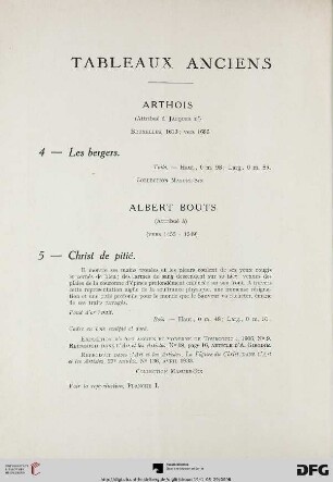 Tableaux anciens (Nr. 4-50) avec planches I-VIII