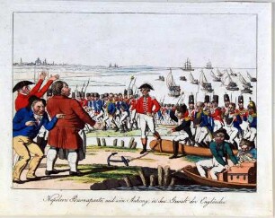 Napoleon-Karikatur: "Napoleon Buonaparte, und sein Anhang, in der Gewalt der Engländer"