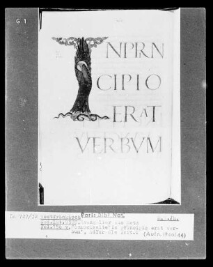 Evangeliar aus Metz — Adler als Initiale I, Folio 150verso