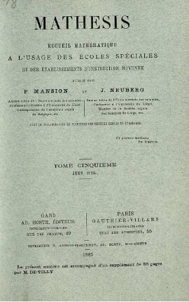 TOME CINQUIÉME JUIN 1885.