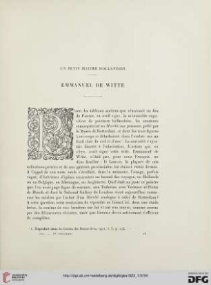 5. Pér. 7.1923: Un petit maître hollandais : Emmanuel de Witte