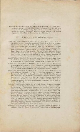 IV. Scholae Philosophorum