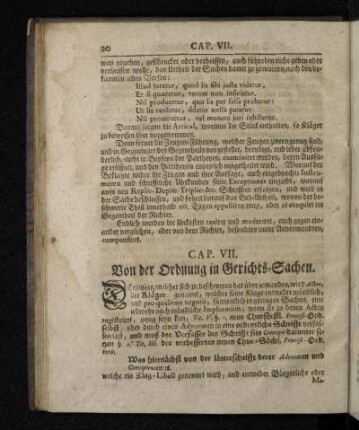 Cap. VII. Von der Ordnung in Gerichts-Sachen.