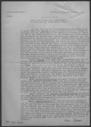 Horrheim: Visitationsbericht mit Pfarrbericht 1946