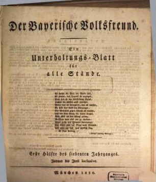 Der bayerische Volksfreund. 7, 7. 1830
