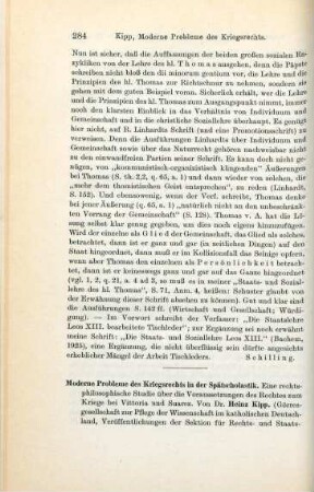 284-286 [Rezension] Kipp, Heinz, Moderne Probleme des Kriegsrechts in der Spätscholastik