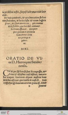 Oratio de Vita D. Hieronymi Stridonensis